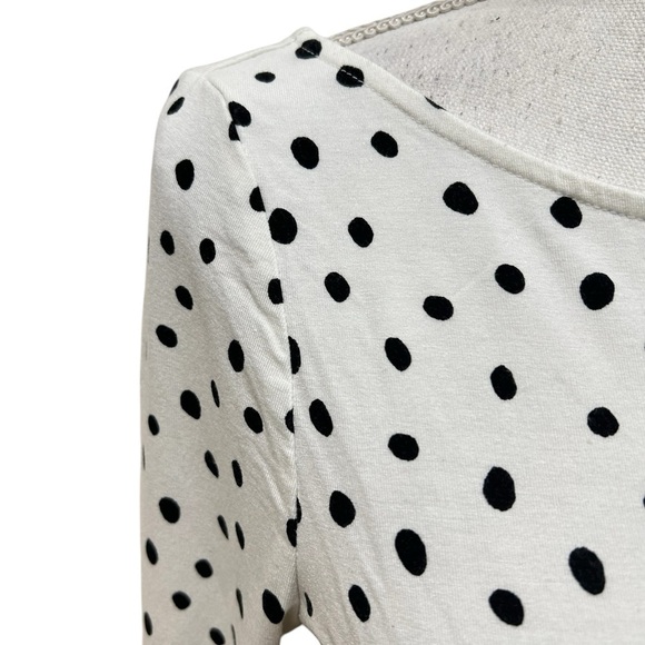 A pea in the pod black/white polka dot long sleeved side ruched top size small - Picture 6 of 11